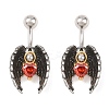 316 Stainless Steel Pave Red Cubic Zirconia Curved Barbell Dangle Belly Rings AJEW-C044-03-4