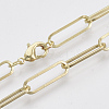 Brass Flat Oval Paperclip Chain Necklace Making MAK-S072-07A-LG-1