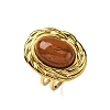 Oval Natural Red Jasper Finger Rings RJEW-M063-01G-08-2