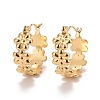 Ion Plating(IP) Flower 304 Stainless Steel Hoop Earrings for Women X-STAS-A057-16G-1