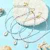 3Pcs 3 Color Natural Cowrie Shell Pendant Necklaces Set with Glass Seed Beaded Chains NJEW-JN04455-6