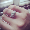 Flat Round Brass Micro Pave Clear Cubic Zirconia Finger Rings for Women FS-WG22049-01-3