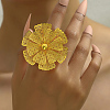 Elegant Hollow Flower Design Iron Cuff Ring for Women Wedding Party PY5913-3