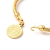 Ion Plating(IP) 304 Stainless Steel Saint Benedict Charms Twist Rope Bangle for Women BJEW-P283-06G-4