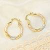 Brass Two Tone Twist Hoop Earrings EJEW-B117-06A-M-3