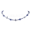Natural Blue Aventurine(Dyed & Heated) Chip & Resin Evil Eye & Glass Seed Beaded Necklaces NJEW-JN05294-2