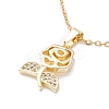 Clear Cubic Zirconia Rose Pendant Necklace NJEW-O125-08G-1