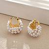 Brass ABC Plastic Imitation Pearl Basket Hoop Earrings EJEW-S270-08G-1