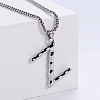 3Pcs 304 Stainless Steel Textured Letter Pendant Box Chain Necklaces LW4134-52-1