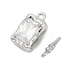 Brass Micro Pave Clear Cubic Zirconia Box Clasps KK-P291-40P-2