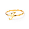 Adjustable 201 Stainless Steel Letter Open Cuff Rings for Women FS-WG61269-09-1