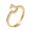 Rack Plating Brass Cubic Zirconia Arabic Letters Adjustable Rings for Women RJEW-S407-10G-14-1