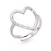 Non-Tarnish 304 Stainless Steel Heart Cuff Ring RJEW-N038-123P-1