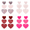 4 Pairs 4 Style Acrylic Heart Dangle Stud Earrings with 304 Stainless Steel Pins for Women EJEW-AN0004-82-1