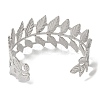 Stainless Steel Hollow Leaf Open Cuff Bangles for Women BJEW-G719-14P-3