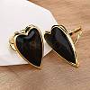 Heart Natural Obsidian Finger Rings RJEW-M076-03G-10-4