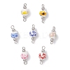 Handmade Flower Printed Porcelain Ceramic Round Links Connector Charms PALLOY-JF04451-01-1