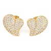 Brass Pave Clear Cubic Zirconia Studs Earring for Women EJEW-S225-06G-03-1