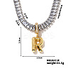 Golden Tone Brass Pave Clear Cubic Zirconia Letter Pendant Necklaces for Women YX4437-18-1