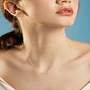 1Pc Brass Crystal Rhinestone Double Rings Pendant Necklaces NJEW-LP0009-54-1