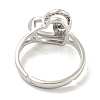 Heart with Letter Rack Plating Brass Micro Pave Cubic Zirconia Adjustable Rings for Women RJEW-I105-06P-J-3