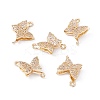 Brass Micro Pave Clear Cubic Zirconia Connector Charms ZIRC-P100-06G-4