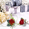 2Pcs 2 Style Silk Cloth Imitation Rose Corsage Boutonniere AJEW-CP0001-61C-5