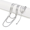 Non-Tarnish 304 Stainless Steel Flat Snake Chain 3 Layer Necklaces NJEW-H038-02P-1
