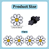 12Pcs White Daisy Enamel Pins JEWB-PH0001-49B-2