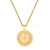 201 Stainless Steel Flat Round with Constantine Cross Pendant Necklaces FS-WG04E5D-01-1