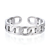 304 Stainless Steel Curb Chains Shape Open Cuff Ring RJEW-N040-40-2