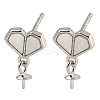 Rhodium Plated 925 Sterling Silver Stud Earrings Finding STER-B005-03P-1