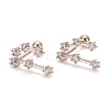 Brass Micro Pave Clear Cubic Zirconia Stud Earrings EJEW-F258-01L-RG-1