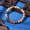 Round Natural Crazy Agate Beaded Stretch Bracelets for Women BJEW-JB11045-01-2