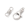 Brass Micro Pave Clear Cubic Zirconia Lobster Claw Clasps KK-Z137-17P-2