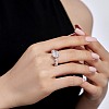 Heart Rhodium Plated 925 Sterling Silver Micro Pave Cubic Zirconia Finger Rings for Women RJEW-F168-06P-2