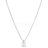 1Pc Stainless Steel Letter Rectangle Pendant Necklaces NJEW-LP0001-34Y-P-1