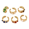 Round Natural Mixed Stone Finger Rings RJEW-Q822-31G-1