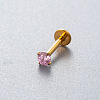 G23 Titanium Alloy Cubic Zirconia 17 Gauge Flat Round Threadless Labrets WG94BD7-29-1