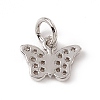 Brass Micro Pave Clear Cubic Zirconia Butterfly Charms ZIRC-F132-43P-2