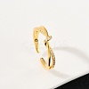 925 Sterling Silver Micro Pave Clear Cubic Zirconia Adjustable Cuff Rings for Women RJEW-G351-04G-3