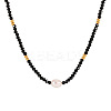 Natural Black Spinel Faceted Rondelle and Freshwater Pearl Beaded Necklaces AF5401-5