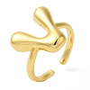 Initials Brass Open Cuff Ring for Women RJEW-N046-02V-G-1