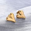 Ion Plating(IP) 304 Stainless Steel Heart Stud Earrings for Women EJEW-F300-09G-4