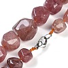 Natural Strawberry Quartz Nuggets Beaded Necklaces for Women Men NJEW-K388-01C-3
