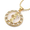 Flat Round with Santa Muerte Brass Micro Pave Cubic Zirconia Pendant Necklaces NJEW-S385-03B-G-2