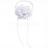 1Pc Retro Cloth Rose Flower Waxed Cord Wrap Choker Necklaces for Women NJEW-CP0001-05B-1