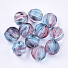 Two Tone Transparent Spray Painted Acrylic Corrugated Beads X-ACRP-T005-52-M-2