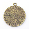Tibetan Style Alloy Flat Round Pendant Cabochon Settings TIBEP-M022-34AB-2