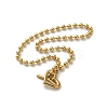304 Stainless Steel OT Heart Pendant Ball Chain Necklaces for Women LS-NJEW-C088-05G-2
